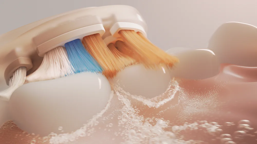 Udhëzime vizuale për mbulimin gjatë pastrimit me Philips Sonicare